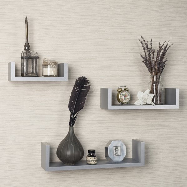 Cozy Gray Floating Shelves
