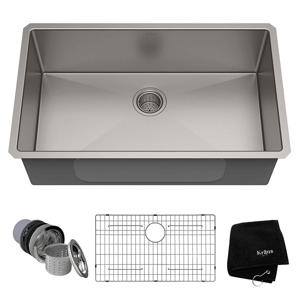 An undermount kitchen sink is installed under the counter, which creates a seamless look as there is not a rim from the sink that sits on the countertop