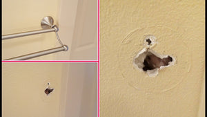 How to repair a hole in drywall and install a towel bar on same place