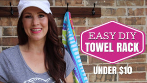 Hi! Today I am sharing with you MY DIY TOWEL RACK! This is such an easy DIY and you can do it for under $10