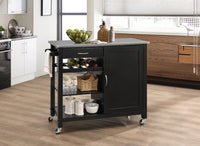 Acme 98317 Ottawa Stainless Steel Black Kitchen Cart