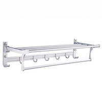 Ping Bu Qing Yun Towel Rack - Space Aluminum, Perforated, Double Layer, Multi-Function, with Activity Hook, Wall-Mounted Bathroom Storage Towel Rack, Suitable for Bathroom, Kitchen - 60x24x13cm Towel