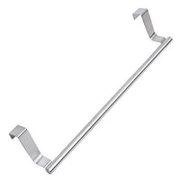 Kozanay Towel Bar with Hooks for Bathroom and Kitchen, Brushed Stainless Steel Towel Hanger Over Cabinet Door