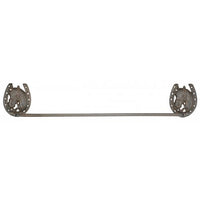 Country Collection Western Horse Shoe Bathroom Towel Bar Holder Rack, Rustic Brown Cast Iron, Wall Mounted, 24/27-inch