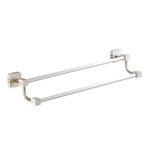 Ping Bu Qing Yun Towel Rack - Space Aluminum, Ivory White Carved Square Base Perforated Bathroom Hardware Pendant, Suitable for Bathroom, Family - Three Styles Available Towel Rack