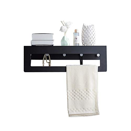Ping Bu Qing Yun Black Shelf with Shelf Towel Bar Bathroom Shelf Hook, Holder 600mm 245mm 150mm Towel Rack