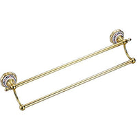 Ping Bu Qing Yun Towel Rack - Copper, Antique Mirror Gold and Silver Flower Porcelain Bathroom Hardware Pendant Double Towel Rack, Suitable for Bathroom, Home - Two Colors Optional Towel Rack