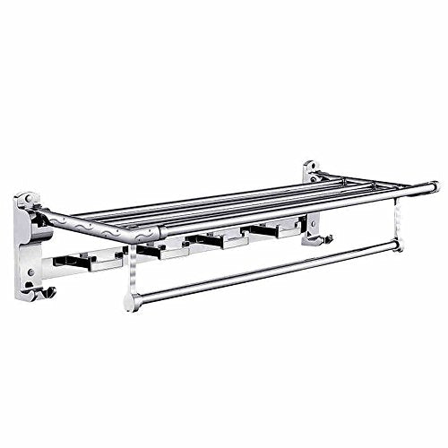 Ping Bu Qing Yun Towel Rack - Stainless Steel, Bathroom Thickened Folding Hardware Pendant Double Storage Towel Anti-Rust Frame, Suitable for Bathroom, Home -60X11.5X14cm Towel Rack (Size : 60cm)