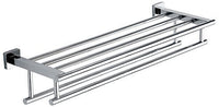 Premium Modern Double Hanging Quadruple Towel Bar Rack w/ Square Base (24 Inches)- Polished and Shiny, Stainless Steel, Water and Rust Proof, Wall Mounted, Easy to Install, Top of the line rack