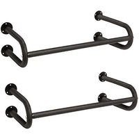 MyGift Set of 2 Black Metal Wall Mounted Bathroom Hanging Towel Bar, Bedroom Clothing Rod Rack