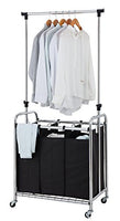 Finnhomy 3-Bag Rolling Laundry Sorter Cart with Hanging Bar, Heavy-duty Wheels & Larger Bags, Chrome