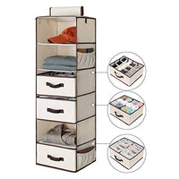 StorageWorks 6-Shelf Hanging Dresser, Foldable Closet Hanging Shelves with 2 Magic Drawers & 1 Underwear/Socks Drawer, 42.5”H x 13.6”W x 12.2”D