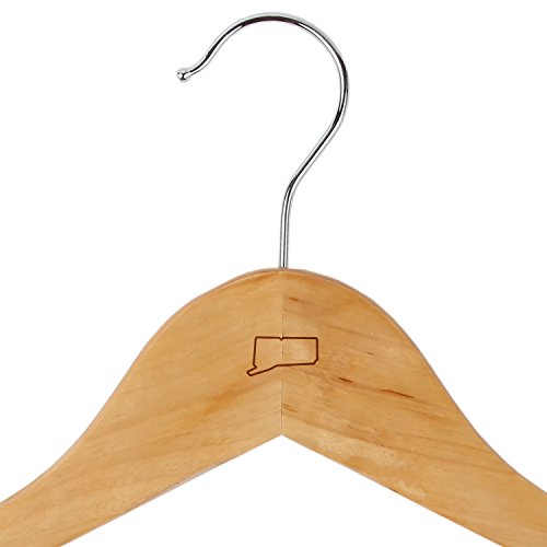 Connecticut Maple Clothes Hangers - Wooden Suit Hanger - Laser Engraved Design - Wooden Hangers for Dresses, Wedding Gowns, Suits, and Other Special Garments