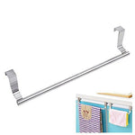 Kozanay Towel Bar with Hooks for Bathroom and Kitchen, Brushed Stainless Steel Towel Hanger Over Cabinet Door