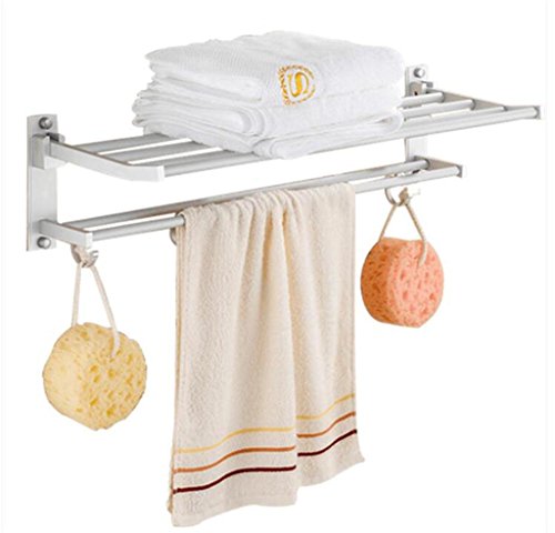 Ping Bu Qing Yun Towel Rack - Space Aluminum, Polished Surface, Double Layer, Solid Hook, Wall-Mounted Bathroom Wall Hanging Towel Rack, Suitable for Bathroom, Home Towel Rack