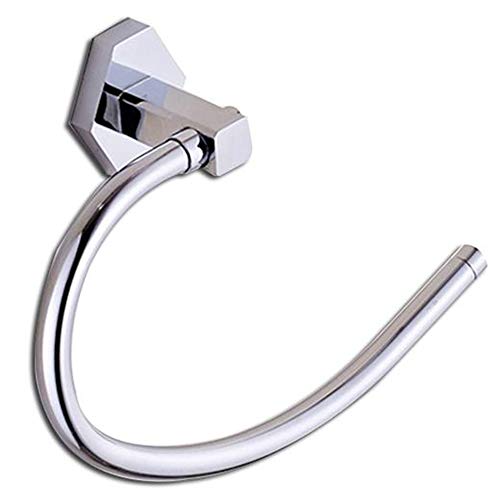 Ping Bu Qing Yun Towel Rack - All Copper, Hardware Bathroom Arc Thickened Base Perforated Mirror Anti-Rust Towel Ring, Suitable for Bathroom, Home -14X22X5.5cm Towel Rack