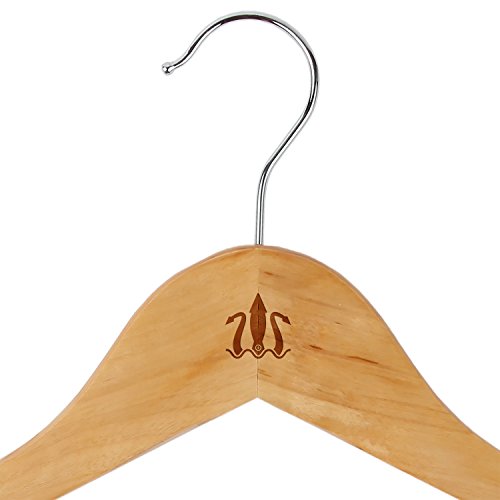 Squid Maple Clothes Hangers - Wooden Suit Hanger - Laser Engraved Design - Wooden Hangers for Dresses, Wedding Gowns, Suits, and Other Special Garments