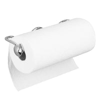 mDesign Versatile Metal Wall Mount Paper Towel Holder & Dispenser, Mounts to Walls or Under Cabinets - for Kitchen, Pantry, Utility Room, Laundry and Garage Storage - 2 Piece Design - Chrome