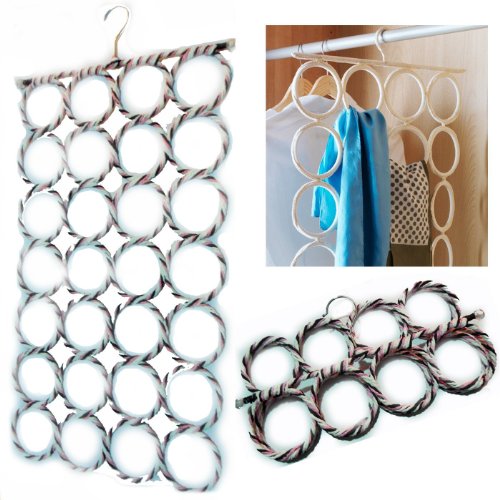 Set of 2 Environmentall Friendly Rattan Scarf and Tie Hanger Multifunctional Accessory Holder