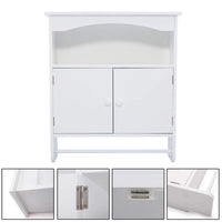 JAXPETY White Wooden Bathroom Wall Cabinet/Toilet Medicine Storage Organizer Cupboard w/Bar Shelf Unit