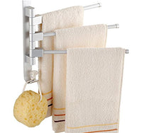 Ping Bu Qing Yun Towel Rack - Space Aluminum, 180° Active, Oxidized, Multi-bar, Wall-Mounted Bathroom Perforated Towel Rack, Suitable for Bathroom, Home - 60x14cm Towel Rack (Color : Three Shots)