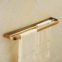 Ping Bu Qing Yun Towel Rack - All Copper, Simple European Antique Brushed Bathroom Perforated Hardware Double Towel Rack, Suitable for Bathroom, Home - 57.5X10cm Towel Rack (Color : Gold)