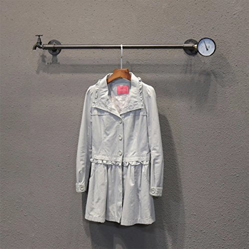 FURVOKIA Industrial Vintage DIY Pipe Decorative Wall Mounted Shelves Clothes Hanging System, Iron Clothing Rack for Living Room Bedroom Laundry Room?One Pipe Shelves,39" L?