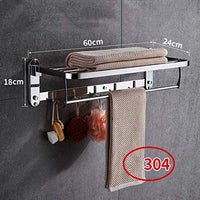 Ping Bu Qing Yun Towel Rack-304 Stainless Steel, Multi-Function, Foldable, Perforated, Bathroom Shelf Wall Mount, Suitable for: Bathroom Towel Rack (Color : B)