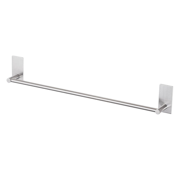 LuckIn Self Adhesive Towel bar 28-Inch Towel Rod for Bathroom, Stainless Steel Hand Towel Rack Holder Stick on Wall Monting Rail Hanger for Kitchen, Brushed Finish