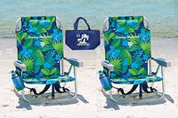 2 Tommy Bahama Backpack Beach Chairs (Green Flowers + Green Flowers) + 1 Medium Tote Bag