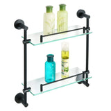 Alise Bathroom Shelf Shower Caddy Double-Layer Shower Glass Shelves Wall Mount,SUS304 Stainless Steel Matte Black