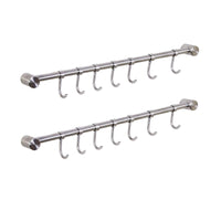 eForwish Kitchen Utensil Racks Rail Wall Mounted Utensil Hooks Rack Stainless Steel Hanger Hooks for Kitchen Tools Pot Towel (7 Hooks,2 Packs)
