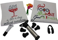 Wine Accessories and Gifts Includes Vacuum Pump and Stopper, Foil Cutter, Wine Towels Set, Aerator Pourer, Markers for Glasses - Great Wine Accessory Kit!