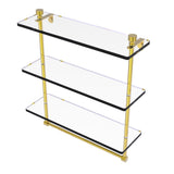Allied Brass Foxtrot 16 in. Triple Tiered Glass Shelf with Integrated Towel Bar