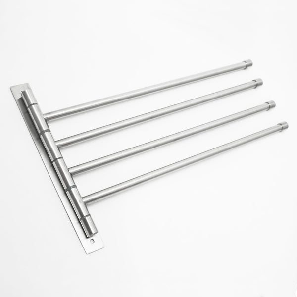 Swivel Towel Rack - Stainless Steel Swing Out Towel Bar - Space Saving Swinging Towel Bar for Bathroom - Wall Mounted Towel Holder Organizer with 4 Arms- Easy To Install - Brushed Finish (17"X10")