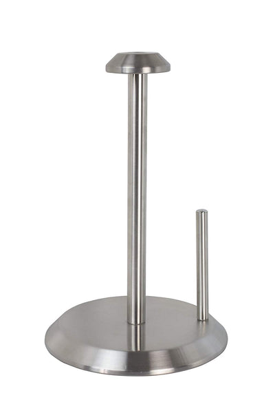 Paper Towel Holder- Stainless Steel With Weighted Base, Vertical One Hande Easy Tear Easy to Load Sturdy Holder - By Home Basics