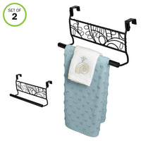 Evelots Over The Cabinet Kitchen Dish Towel Bar Holders 9" Black Steel, 2 Pack