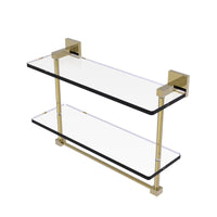 Allied Brass MT-2-16TB-ORB Montero Collection 16 Inch Two Tiered Glass Shelf with Integrated Towel Bar Oil Rubbed Bronze