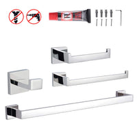 KES SUS304 Stainless Steel Bathroom Accessories Set Single Towel Bar Robe Hook Toilet Paper Holder Towel Ring Wall Mount, Polished Finish, LA250-42