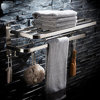 Ping Bu Qing Yun Brushed Stainless Steel Folding Towel Bar Bathroom Accessories Double Towel Rack Bathroom Rack Stainless Steel Towel Rack Bathroom Hotel 60cm 19.5cm 21cm Towel Rack