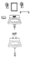 Bathroom Sink w/Faucets, Towel Bar, Soap Dish (650-5155)