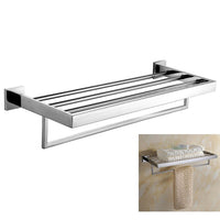Deluxe 24-Inch 304 Stainless Steel Bathroom Dual Layers Towel Bar Shelves Holder, Chrome Polishing Mirror Polished Wall Mounted