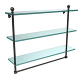 Allied Brass Mambo 22 in. Triple Tiered Glass Shelf with Integrated Towel Bar