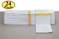 Multi-purpose "A" Grade Bar Mop Towel with Stripe 100% Cotton Terry 19" x 17" 77-Gram a piece (24, Gold)