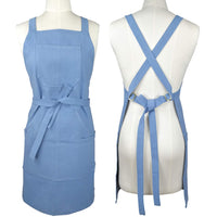 Aiden Brothers - Soft Cotton Canvas Professional Bib Kitchen Apron with Cross Back Straps + Fasten/Quick Release Buckle + 5 Pockets + 2 Towel Loops for Artist Cooking, Adjustable M to XXL, 27"X31"