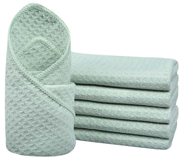 SINLAND Microfiber Waffle Weave Kitchen Towels Dish Drying Towels Dish Cloths Assorted colors 16Inchx16Inch 4 Pack