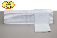Multi-purpose "A" Grade Bar Mop Towel with Stripe 100% Cotton Terry 19" x 17" 77-Gram a piece (24, White)