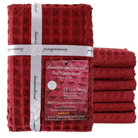 Linen and Towel 6 Pack Kitchen Towels, 18 x 28 inch Cotton Dish Towels, Tea Towels, Bar Towels in Big Waffle Weave Maroon color, Soft and Absorbent Dish Cloth