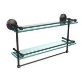 Allied Brass MC-2TB/22-GAL-ORB 22 Inch Gallery Double Glass Shelf with Towel Bar Oil Rubbed Bronze