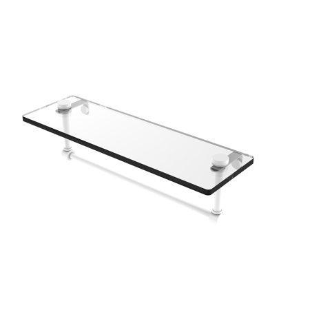 16 Inch Glass Vanity Shelf with Integrated Towel Bar